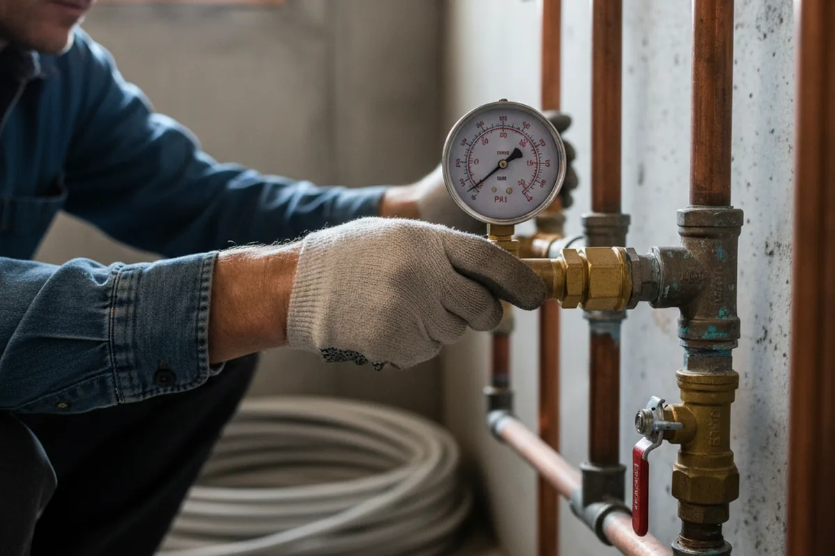 Pressure testing a repaired line during Water Line Repair in Terrebonne
